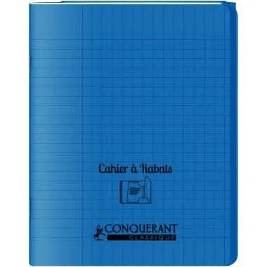Cahier 17x22, 96 pages,seyès, couverture polypro avec 2 rabats bleu, Conquérant - Ma Rentrée Facile