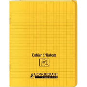 Cahier 17x22, 96 pages,seyès, couverture polypro avec 2 rabats jaune, Conquérant - Ma Rentrée Facile