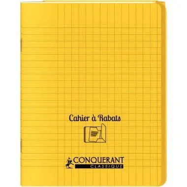 Cahier 17x22, 96 pages,seyès, couverture polypro avec 2 rabats jaune, Conquérant - Ma Rentrée Facile