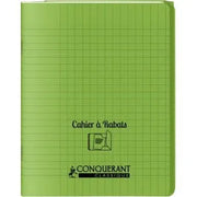 Cahier 17x22, 96 pages,seyès, couverture polypro avec 2 rabats vert, Conquérant - Ma Rentrée Facile