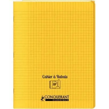 Cahier 24x32, 96 pages,seyès, couverture polypro avec 2 rabats jaune, Conquérant - Ma Rentrée Facile