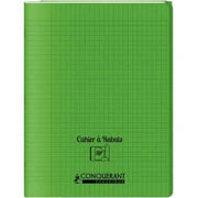 Cahier 24x32, 96 pages,seyès, couverture polypro avec 2 rabats vert, Conquérant - Ma Rentrée Facile