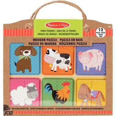 Planche de 6 puzzles 2 pièces en bois, la ferme, Melissa & Doug - Ma Rentrée Facile