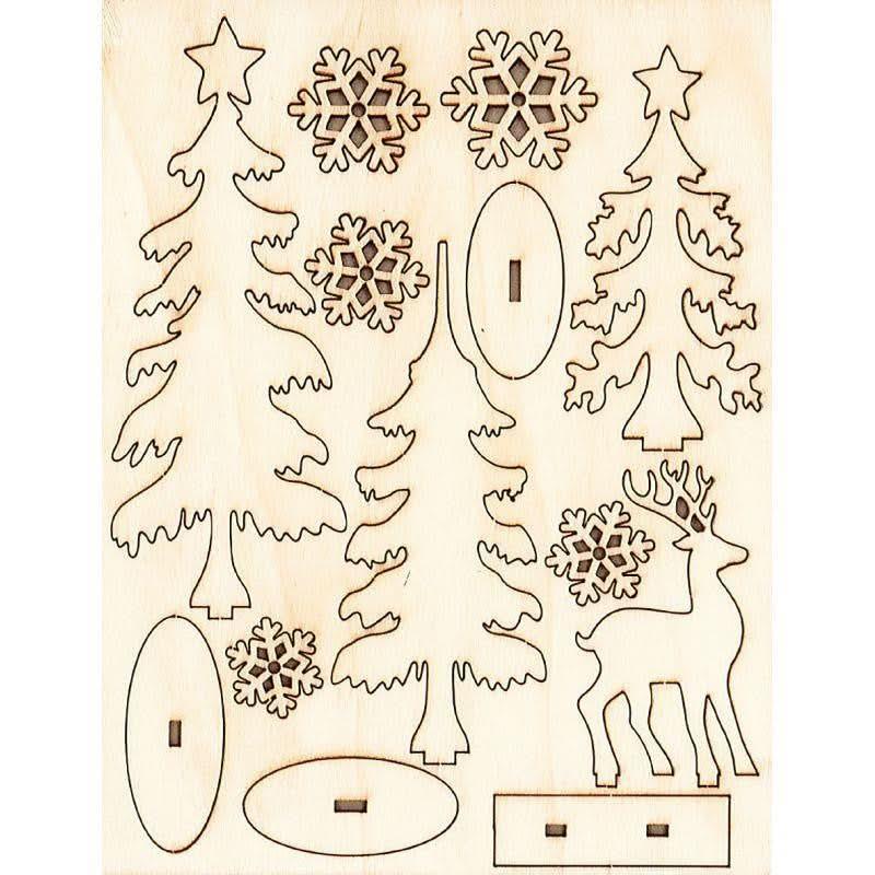 Planche décor forêt de Noël en bois - Ma Rentrée Facile