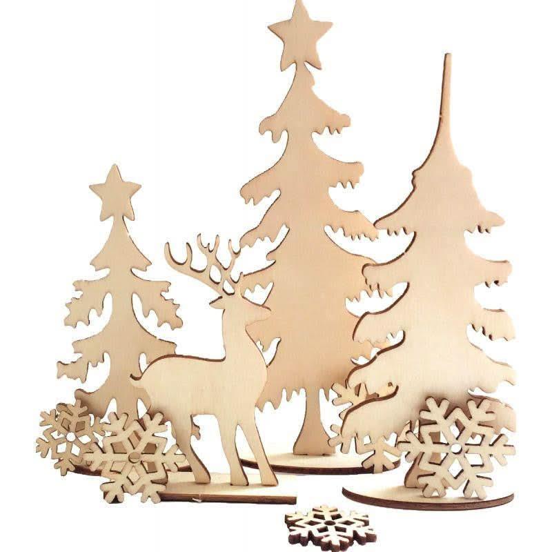 Planche décor forêt de Noël en bois - Ma Rentrée Facile