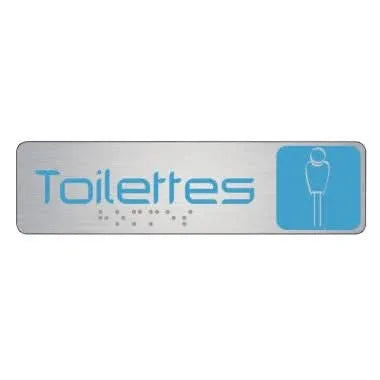 Plaque en aluminium, fixation adhésive, 4,5x17 cm, TOILETTES HOMMES - Ma Rentrée Facile