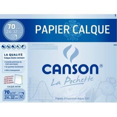 Pochette 12 feuilles papier calque, 70g, 24x32cm, CANSON - Ma Rentrée Facile