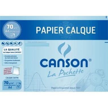 Pochette 12 feuilles papier calque 70g, 21x29,7cm CANSON - Ma Rentrée Facile