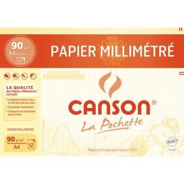 Pochette 12 feuilles de papier millimètre,90g, 21x29,7cm, CANSON - Ma Rentrée Facile