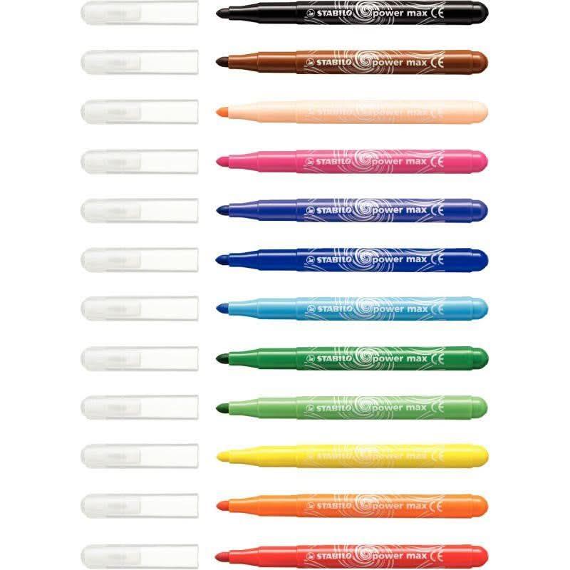 Pochette de 12 feutres pointe large Stabilo Power Max - Ma Rentrée Facile