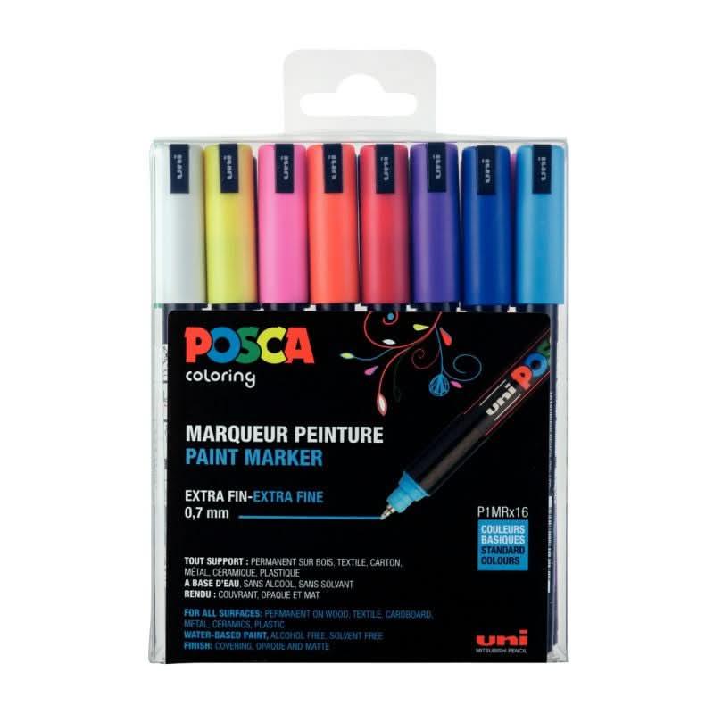 Pochette 16 marqueurs Posca pointe extra fine PC1MR couleurs assorties - Ma Rentrée Facile