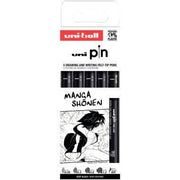 Pochette 5 feutres Manga Shônen pointes assorties Brush noirs - Ma Rentrée Facile