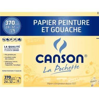Pochette 6 feuilles dessins blanc naturel, 370g format 24x32cm CANSON - Ma Rentrée Facile