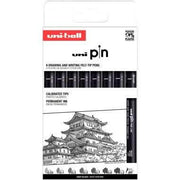 Pochette 8 feutres Uni Pin pointes impaires Plus Brush noir - Ma Rentrée Facile