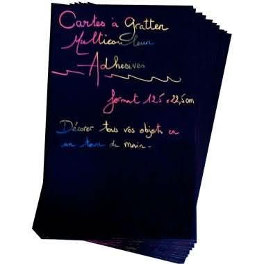 Pochette de 10 feuilles à gratter adhésive effet arc en ciel - Ma Rentrée Facile