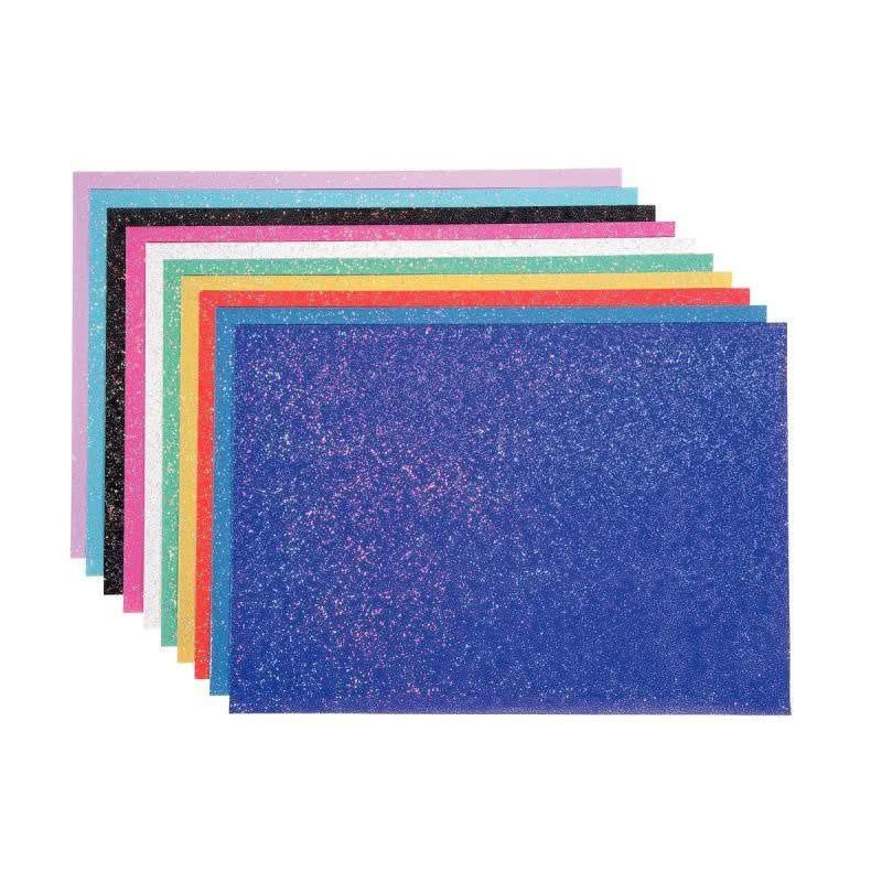 Pochette de 10 feuilles de papier pailleté 23x33 cm, 70g, 10 assortis - Ma Rentrée Facile