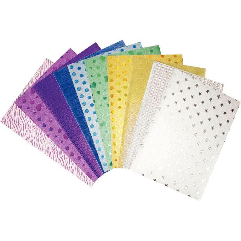 Pochette de 10 feuilles pailletées holographiques adhesives,21x29,7cm - Ma Rentrée Facile