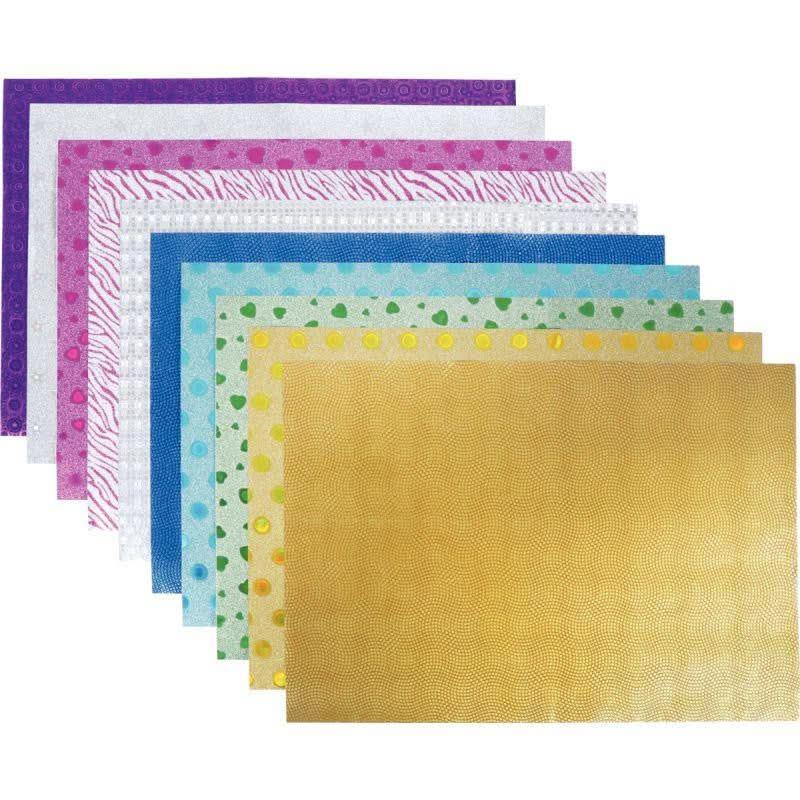 Pochette de 10 feuilles pailletées holographiques adhesives,21x29,7cm - Ma Rentrée Facile