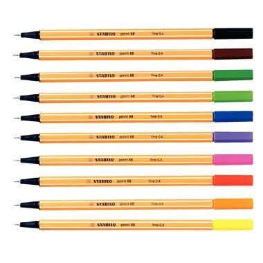 Pochette de 10 feutres STABILO Point 88 couleurs assorties - Ma Rentrée Facile