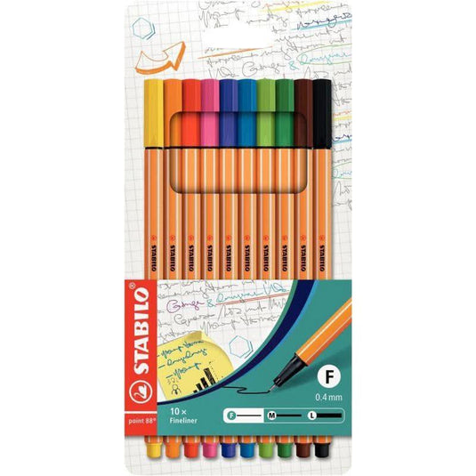 Pochette de 10 feutres STABILO Point 88 couleurs assorties - Ma Rentrée Facile