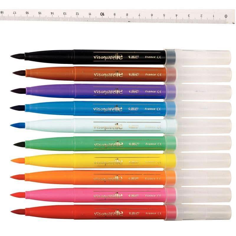 Pochette de 10 feutres Bic Kids Visaquarelle pointe pinceau couleurs vives - Ma Rentrée Facile