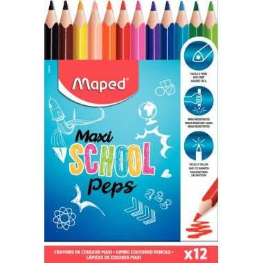 Pochette de 12 crayons de couleur gros module School Pep's - Ma Rentrée Facile