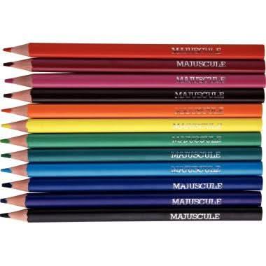 Pochette de 12 crayons de couleur triangulaires pointe large Majuscule - Ma Rentrée Facile