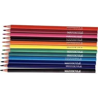 Pochette de 12 crayons de couleur triangulaires pointe moyenne Majuscule - Ma Rentrée Facile