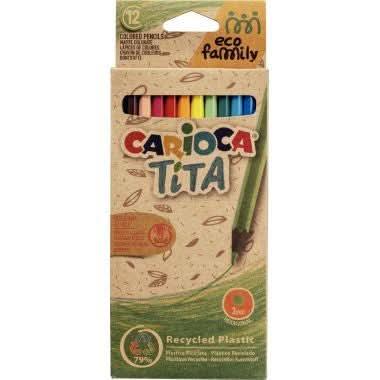 Pochette de 12 crayons de couleurs écologique Carioca Éco family Tita - Ma Rentrée Facile