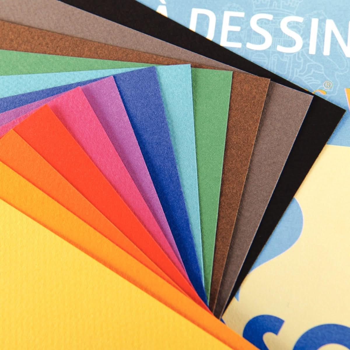 Pochette de 12 feuilles à dessin mi-teintes, 160 g, format 24X32 cm couleurs vives CANSON - Ma Rentrée Facile