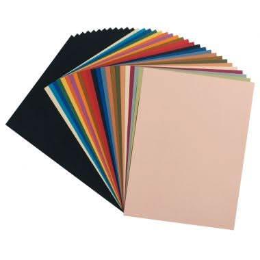 Pochette de 12 feuilles papier dessin 24x32 cm 160 g teintes pastels assorties et noir - Ma Rentrée Facile
