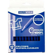 Pochette de 12 feutres pointe moyenne bleu foncé Majuscule - Ma Rentrée Facile