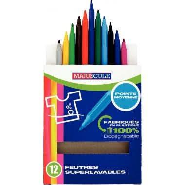Pochette de 12 feutres pointe moyenne Majuscule - Ma Rentrée Facile