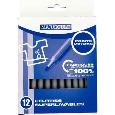 Pochette de 12 feutres pointe moyenne gris Majuscule - Ma Rentrée Facile