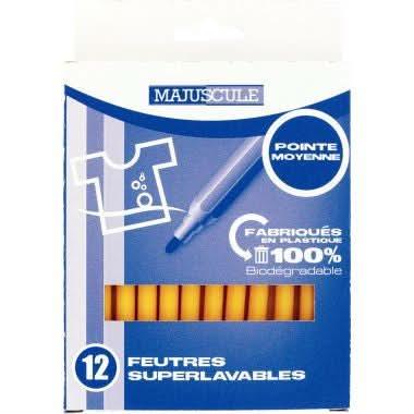 Pochette de 12 feutres pointe moyenne jaune Majuscule - Ma Rentrée Facile