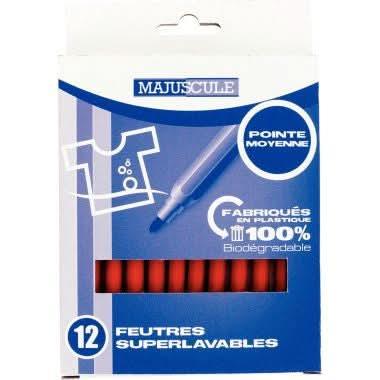 Pochette de 12 feutres pointe moyenne rouge Majuscule - Ma Rentrée Facile