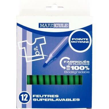 Pochette de 12 feutres pointe moyenne vert clair Majuscule - Ma Rentrée Facile