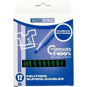 Pochette de 12 feutres pointe moyenne vert foncé Majuscule - Ma Rentrée Facile