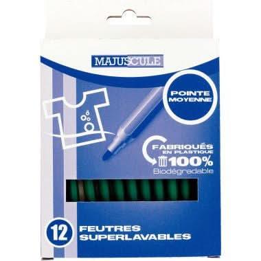 Pochette de 12 feutres pointe moyenne vert foncé Majuscule - Ma Rentrée Facile