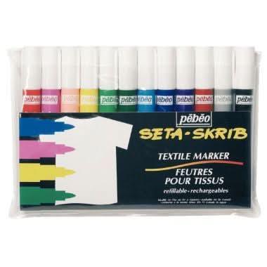Pochette de 12 feutres textiles SETA-SKRIB Pebéo - Ma Rentrée Facile