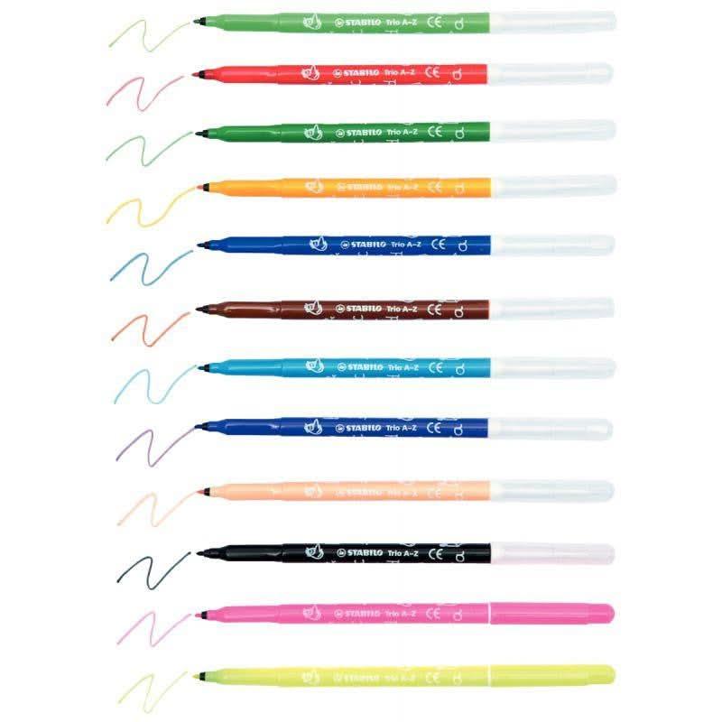 Pochette de 12 feutres pointe moyenne StabiloTrio A-Z - Ma Rentrée Facile
