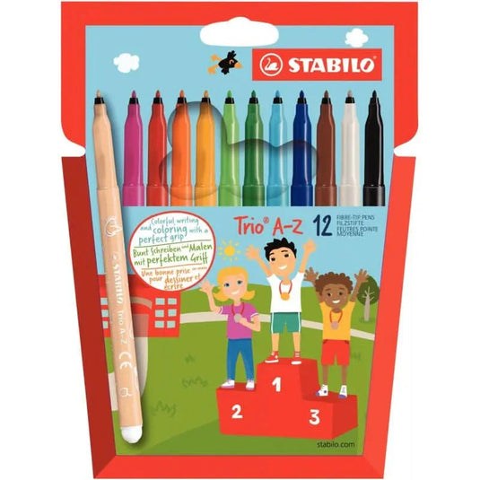 Pochette de 12 feutres pointe moyenne StabiloTrio A-Z - Ma Rentrée Facile