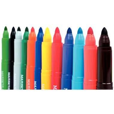 Pochette de 12 maxi feutres pointe large Majuscule - Ma Rentrée Facile