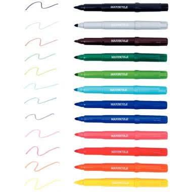 Pochette de 12 maxi feutres pointe large Majuscule - Ma Rentrée Facile