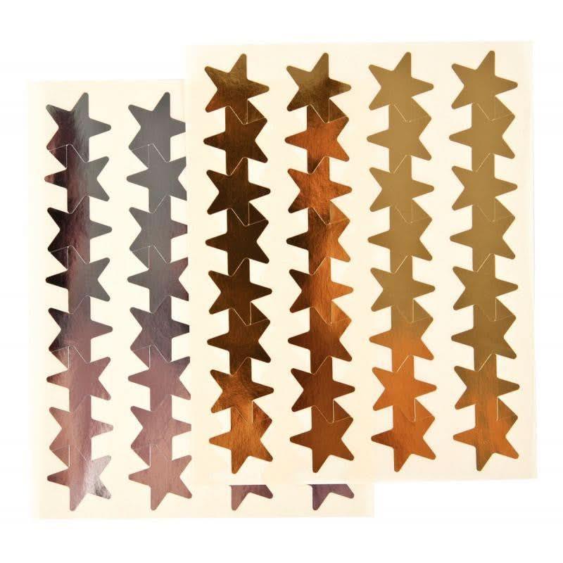 Pochette de 128 maxi gommettes étoiles métalisées or et argent - Ma Rentrée Facile