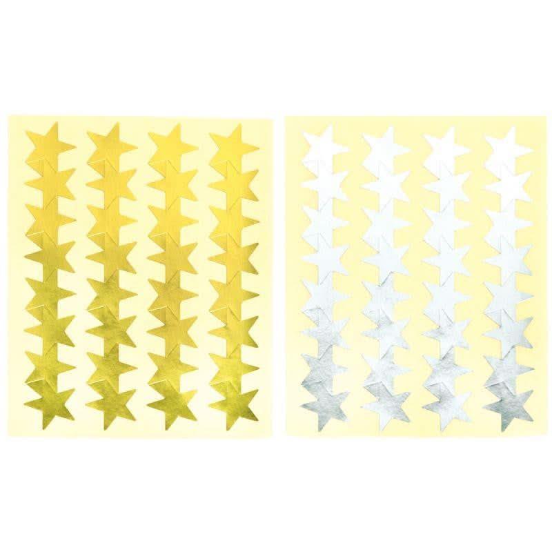 Pochette de 128 maxi gommettes étoiles métalisées or et argent - Ma Rentrée Facile