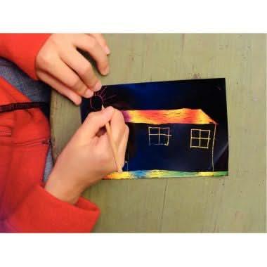 Pochette de 30 feuilles à gratter arc-en-ciel, 10x15cm - Ma Rentrée Facile