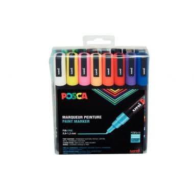 Pochette de 16 marqueurs Posca pointe fine conique PC3M couleurs assorties - Ma Rentrée Facile