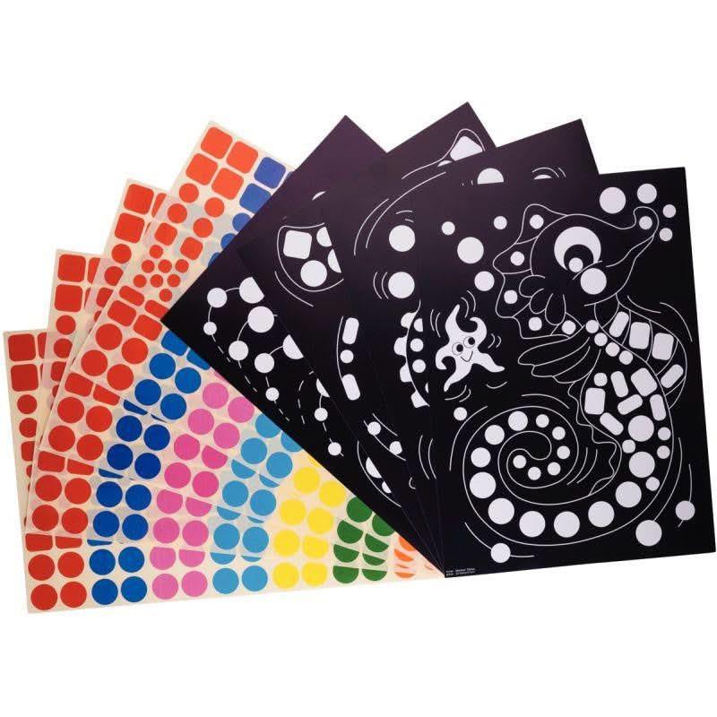 Pochette de 16 feuilles et 16 planches de gommettes de 5 motifs animaux différents - Ma Rentrée Facile