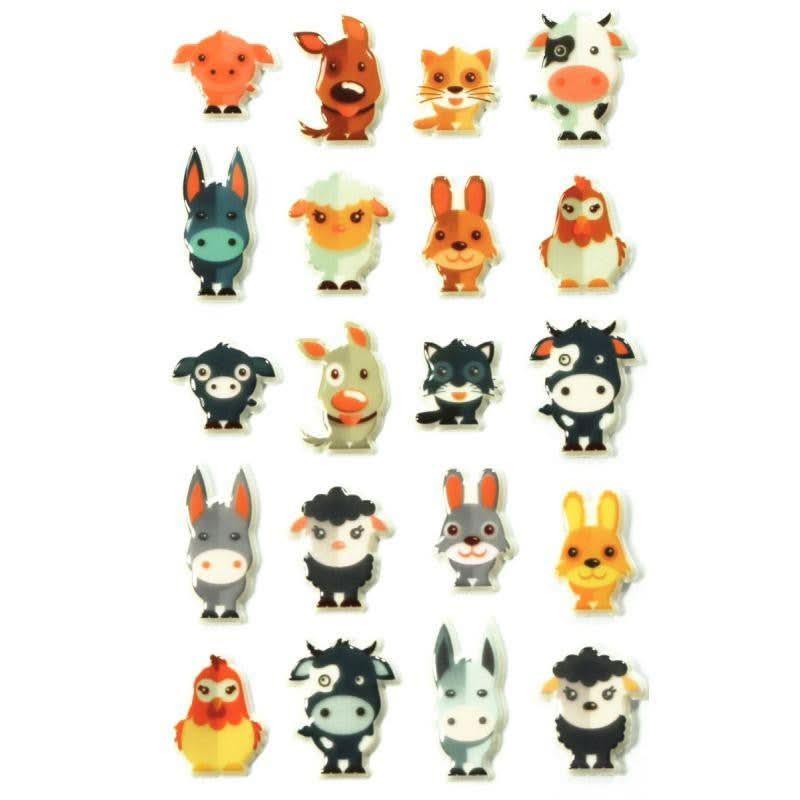 Pochette de 195 stickers déco 3D cooky thème animaux - Ma Rentrée Facile